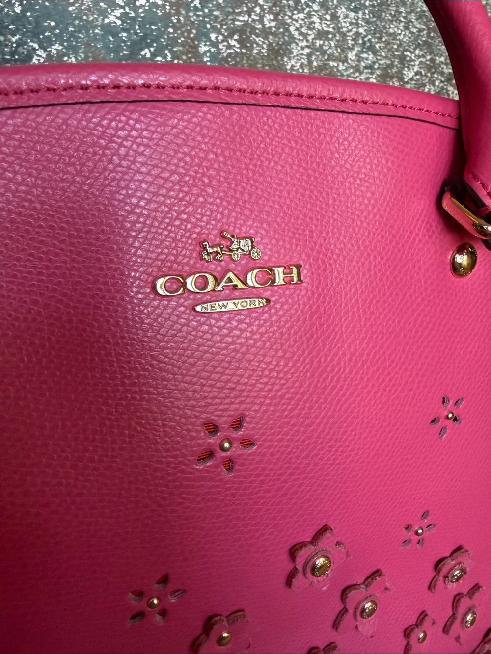 Coach Barbiecore HTF‎ Floral Appliqué Carryall Crossbody Dahlia Pink EUC